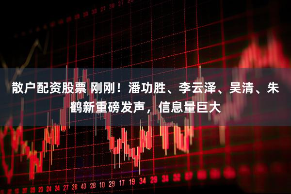 散户配资股票 刚刚！潘功胜、李云泽、吴清、朱鹤新重磅发声，信息量巨大