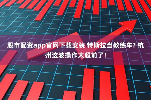 股市配资app官网下载安装 特斯拉当教练车? 杭州这波操作太超前了!