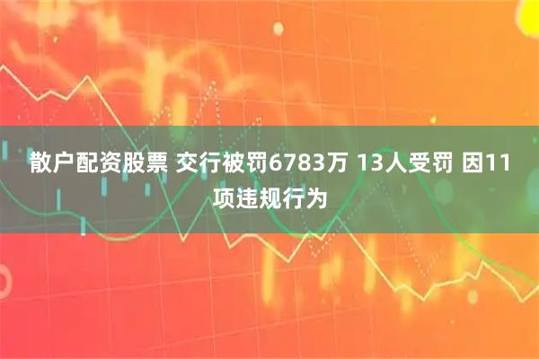 散户配资股票 交行被罚6783万 13人受罚 因11项违规行为